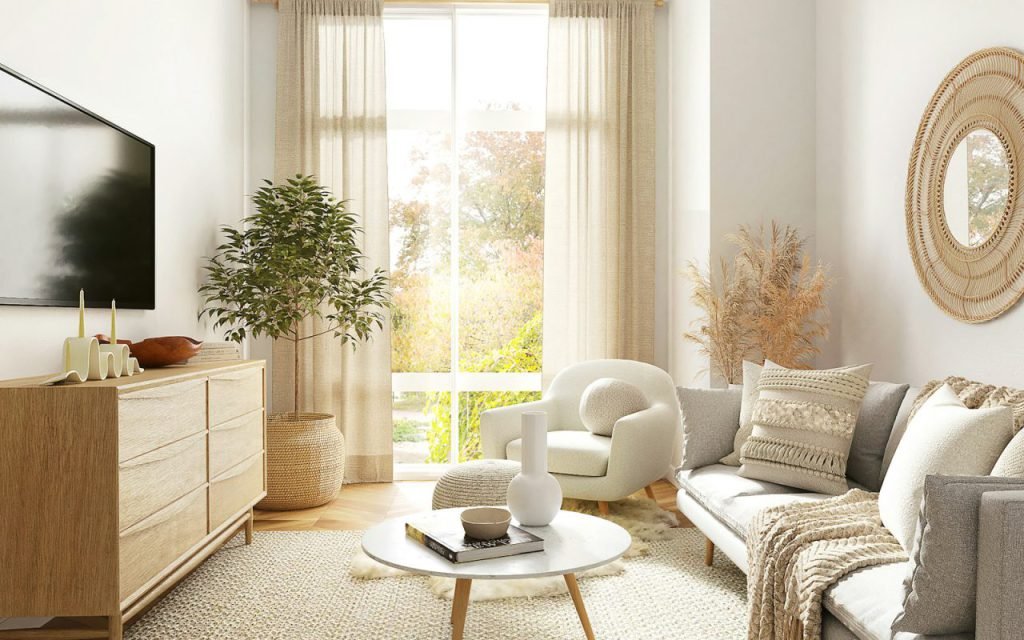 A comfortable armchair beside a sunny window