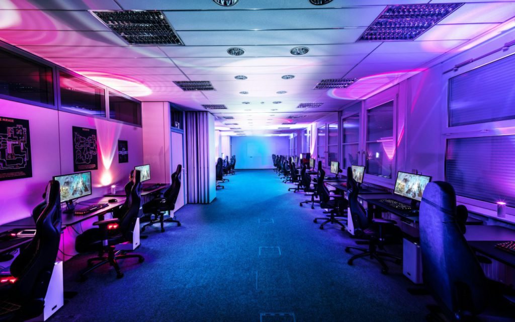 Esports training room with gaming stations