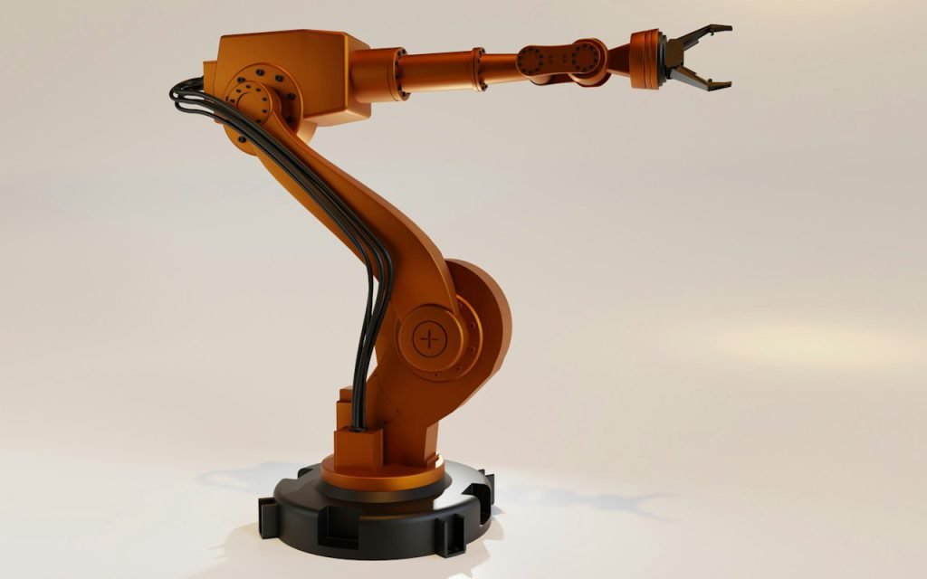 A robotic arm working inside an industrial facility